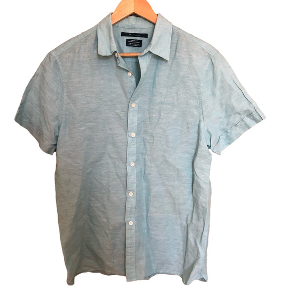 Perry Ellis Linen Shortsleeved Lightweight Button Down Shirt Small - Picture 1 of 7